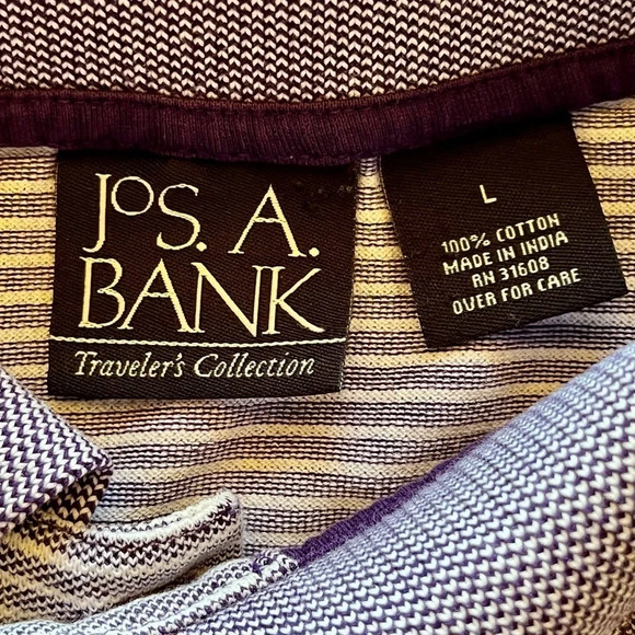 Jos. A. Bank Travelers Collection Purple & White Striped Polo Shirt L – Golf - Picture 8 of 10